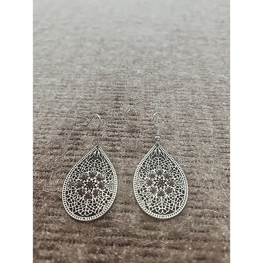 Paparazzi Dinner Party Posh Earrings Teardrop Pink Rhinestone
